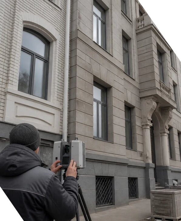 Лазерное сканирование фасадов зданий для обследования в Каменке